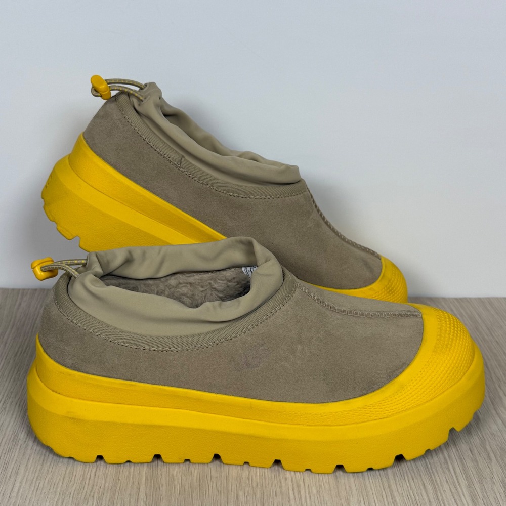 Classic Ultra Mini Braid Platform UGG Mens 9 Grey Yellow Suede Boots 1144096